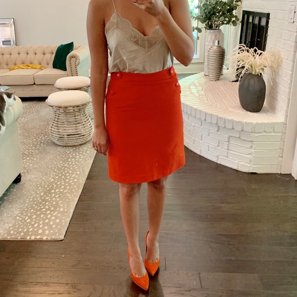 J.Crew Orange Wool Pencil Skirt 🍊